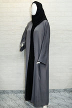 Ayesha Abaya | Slate Grey Open-Front